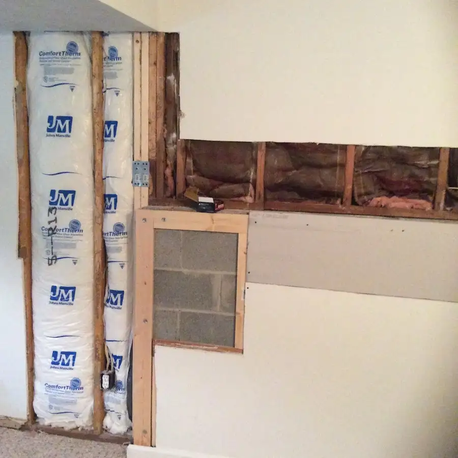 Wall insulation replacement during Basement Flood Cleanup in Raytown